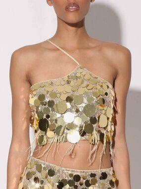 NWT Walter Baker Arabelle Gold Starlet Sequin Top Sz XL